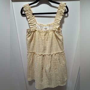 Yellow Textured Gingham Mini Dress